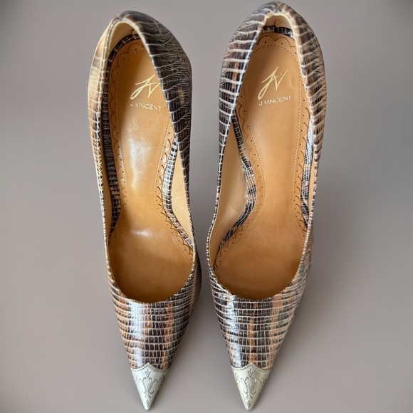 JV (J Vincent) 4 inch heel size 10M multi color ginger lizard pump - Picture 4 of 4